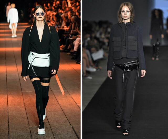 FRA CATWALKEN: Både DKNY og Rag&Bone viste sine versjoner av rumpetasken da de presenterte sine kolleksjoner i fjor. Foto: Scanpix FRA CATWALKEN: Både DKNY og Rag&Bone viste sine versjoner av rumpetasken da de presenterte sine kolleksjoner i fjor. Foto: Scanpix